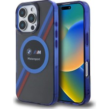 Bmw  iPhone 16 Pro Max Lisanslı Magsafe Özellikli M Logolu Üç Renk Çizgili Motorsport Circle Kılıf