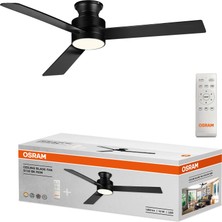Osram Kumandalı Siyah 18W 3 Kanatlı Tavan Vantilatörü Güçlü Işık Yönü ve Modern Tasarım