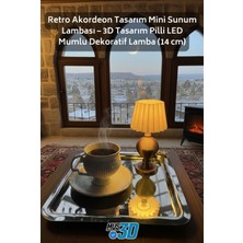 MUS3D Retro Akordeon Tasarım Mini Sunum Lambası – 3D Tasarım Pilli LED Mumlu Dekoratif Lamba (14 Cm)