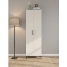 Dienni Hyperion Çok Amaçlı Dolap Mutfak Banyo Dolabı 3 Raflı 2 Kapaklı Tek Askılı 60X44X195 Aytaşı-Aytaşı