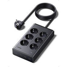 Ugreen 6’lı Akım Korumalı Grup Priz, 20W Usb-C, Usb-A Çıkışlı Şarj Istasyonu, 1.5 M Kablolu, 75141