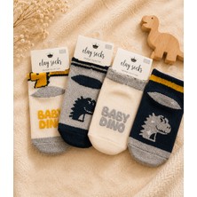 Olay Socks 4'lü Erkek Bebek Dinozor Desenli Pamuklu Çorap Seti