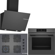 Bosch Gri 3 Lü Ankastre Set 563 ( HJG852YN0T - POP7C9P31O - DWK66PJ70T  ) 67CM Ocak - 3D Fry Hava ile Kızartma -