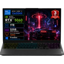 Lenovo Loq 15IPH11 83SL001ATR-02 Intel Core Ultra 7-356H 32GB 1tb SSD RTX5060 8gb Tgp 115W 15.3" IPS 165Hz Freedos Taşınabilir Bilgisayar