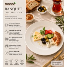 Bonnami Bonna Banquet Düz Tabak 21 cm - Premium Porselen Kahvaltı ve Sunum Tabağı