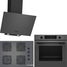 Bosch Gri 3 Lü Ankastre Set 572 ( HUA736EN0T - POP7C9P31O - DWK64PJ70T  ) 67CM Ocak - Buhar Destekli -