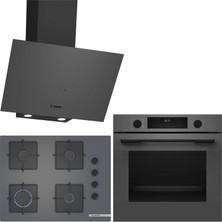 Bosch Gri 3 Lü Ankastre Set 567 ( HUA717BN0T - POP7C9P31O - DWK64PJ70T  ) 67CM Ocak - Buhar Destekli -