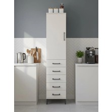Dienni Hyperion Çok Amaçlı Dolap Mutfak Banyo Dolabı Tek Raflı 5 Çekmeceli Tek Askılı 44X44X195 Aytaşı-Aytaşı