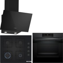 Bosch Siyah 3 Lü Ankastre Set 490 ( HJG852YT0T - POP6C6P31O - DWK63PJ60T (61T) ) - 3D Fry Hava ile Kızartma -