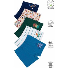 Özkan Underwear Özkan 31802 5'li Paket Erkek Çocuk Pamuklu Yumuşak Şort Boxer Desenli Renkli Rahat Kullanım