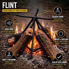 Kvox Flint – Çok Amaçlı Demir Ateş Izgara Ayağı | Mangal, Ocak ve Şömine İçi Odun Tutucu