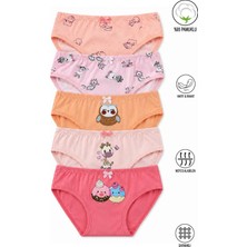 Özkan 41603 5'li Paket Kız Çocuk Karışık Renkli Desenli Pamuklu Yumuşak Slip Külot