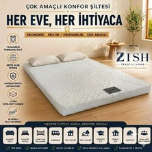 Zish Home SPACE 5 cm Yatak Pedi, Topper ve Şilte | Fermuarlı Yıkanabilir Kılıf | Yer Yatağı, Misafir Yatağı, Kanepe ve Koltuk Üstü | 24 DNS Orta Sert Sünger | 250 gr Lucanta Kumaş