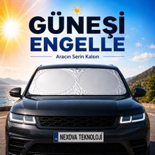 Nexova Teknoloji Araba Ön Cam Güneşlik 150x70 cm Katlanabilir Otomobil Güneşliği Araç Gölgelik UV Korumalı Oto Ön Cam Güneşlik Universal