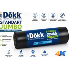 4K Tedarik Yeni Nesil Dökme Çöp Torbası Standart Jumbo 80 cm x 110 cm 20'li Rulo