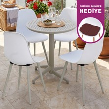 Vilinze Tilia Plastik Bahçe Balkon Bistro Seti Katlanır Masa 60*60 cm (1+4 Set)