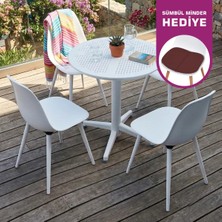 Vilinze Tilia Plastik Bahçe Balkon Bistro Seti Katlanır Masa 60*60 cm (1+4 Set)