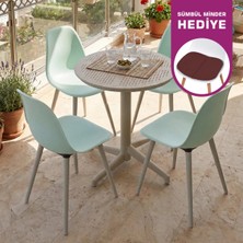 Vilinze Tilia Plastik Bahçe Balkon Bistro Seti Katlanır Masa 60*60 cm (1+4 Set)
