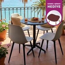 Vilinze Tilia Plastik Bahçe Balkon Bistro Seti Katlanır Masa 60*60 cm (1+4 Set)