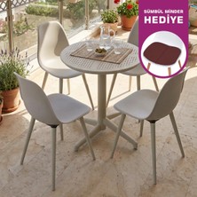 Vilinze Tilia Plastik Bahçe Balkon Bistro Seti Katlanır Masa 60*60 cm (1+4 Set)