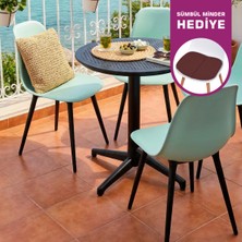 Vilinze Tilia Plastik Bahçe Balkon Bistro Seti Katlanır Masa 60*60 cm (1+4 Set)