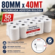 80X40 mt Termal Pos Rulosu (50 Adet) - Yüksek Kaliteli Yazarkasa Rulosu