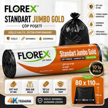 4K Tedarik Florex Standart Siyah Jumbo Gold  Çöp Poşeti 80X110 cm 10'lu Rulo