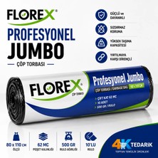 4K Tedarik  Florex Profesyonel Jumbo Çöp Torbası 80 cm x 110 cm 10'lu Rulo