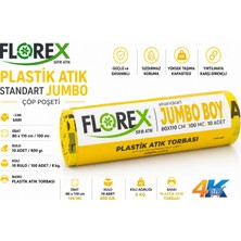 4K Tedarik Florex  Plastik Atık  Standart Jumbo Çöp Poşeti 80 cm x 110 cm 10'lu Rulo