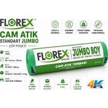 4K Tedarik Florex Cam Atık Standart Jumbo Çöp Poşeti 80 cm x 110 cm 10'lu