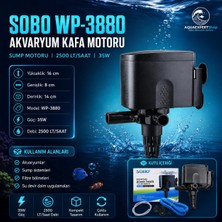 Sobo Akvaryum Kafa Motoru - Sump Motoru - 2500 Lt/saat - 16-8-14 cm - 35W -  Yüksek Su Sirkülasyonu - Wp 3880