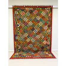 Afgan Halı El Dokuma Afgan Kilim  Çift Taraf Kullanım Kök Boya 201 x 293 cm