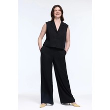 Love My Body Tencel Cepli Bol Paça Pantolon Siyah 153L9444001