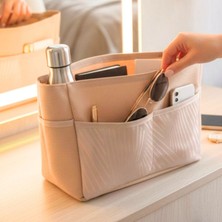 İpekbazaar Bej Kadın Çanta Organizer, 11 Ceplli Makyaj Organizeri Çanta Değiştirme Yardımcısı
