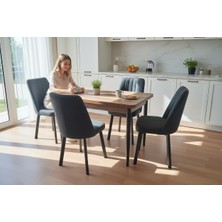 Efe Mobilya T-6023 Kemençe Mdf 70X120 Karegold Sandalye Açık Gri 4 Kişilik Mutfak Masası Takımı