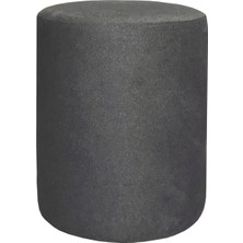 Rahat Mobilya Tamamen Döşeme Yuvarlak Puf - 38cm - Kadife - Antrasit