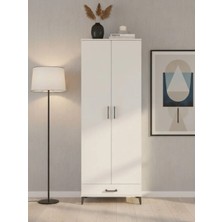 Dienni Arges Çok Amaçlı Dolap Mutfak Banyo Dolabı 6 Raflı Tek Çekmeceli 2 Kapaklı 88X30X243 Aytaşı-Aytaşı