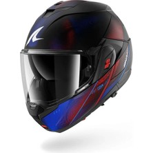 Shark Oxo Speed-Tech Mat Mavi-Kırmızı Modüler Kask ( Pınlock Hediyelidir)