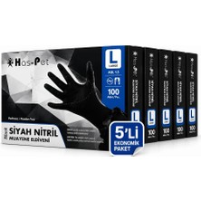 Has-Pet Nitril Siyah Eldiven Large 100'LÜ x 5 'li Paket