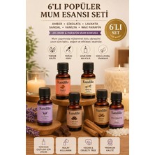 Hobialem 6'lı Popüler Mum Esansı Seti, Amber, Çikolata, Lavanta, Sandal, Vanilya, Wax Parafin, Jel Mum Kokusu