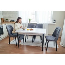Efe Mobilya T-6024 Carara Mdf 70X120 Karegold Sandalye Açık Gri 4 Kişilik Mutfak Masası Takımı