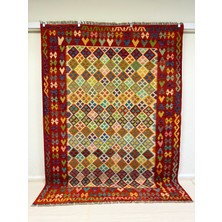 Afgan Halı El Dokuma Afgan Kilim  Çift Taraf Kullanım Kök Boya 210 x 285 cm
