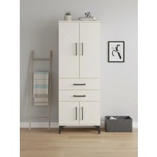 Dienni Arges Çok Amaçlı Dolap Mutfak Banyo Dolabı 3 Raflı 2 Çekmeceli 4 Kapaklı 60X30X163 Aytaşı-Aytaşı