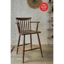 Silla Kollu Yıldız Bar Sandalyesi Ceviz Ahşap Ada Sandalye