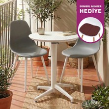 Vilinze Tilia Plastik Bahçe Balkon Bistro Seti Katlanır Masa 60*60 cm
