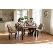 Efe Mobilya T-6028 Kemençe  Mdf 70X120 Karegold Sandalye Cappucino 4 Kişilik Mutfak Masası Takımı