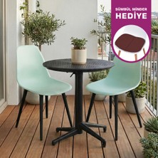Vilinze Tilia Plastik Bahçe Balkon Bistro Seti Katlanır Masa 60*60 cm