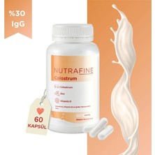 Nutrafine Colostrum 60 Kapsül (Ağız Sütü) | Kolostrum, Çinko ve Vitamin D3 Içeren Takviye Edici Gıda