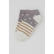 Defne Baby Erkek Çocuk Patik Çorap Yıldız Desenli 7-12 Yaş, Ekru