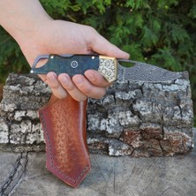Köse Mehmet Katlanır Model  - Damascus Çelik - Stabilize Sap